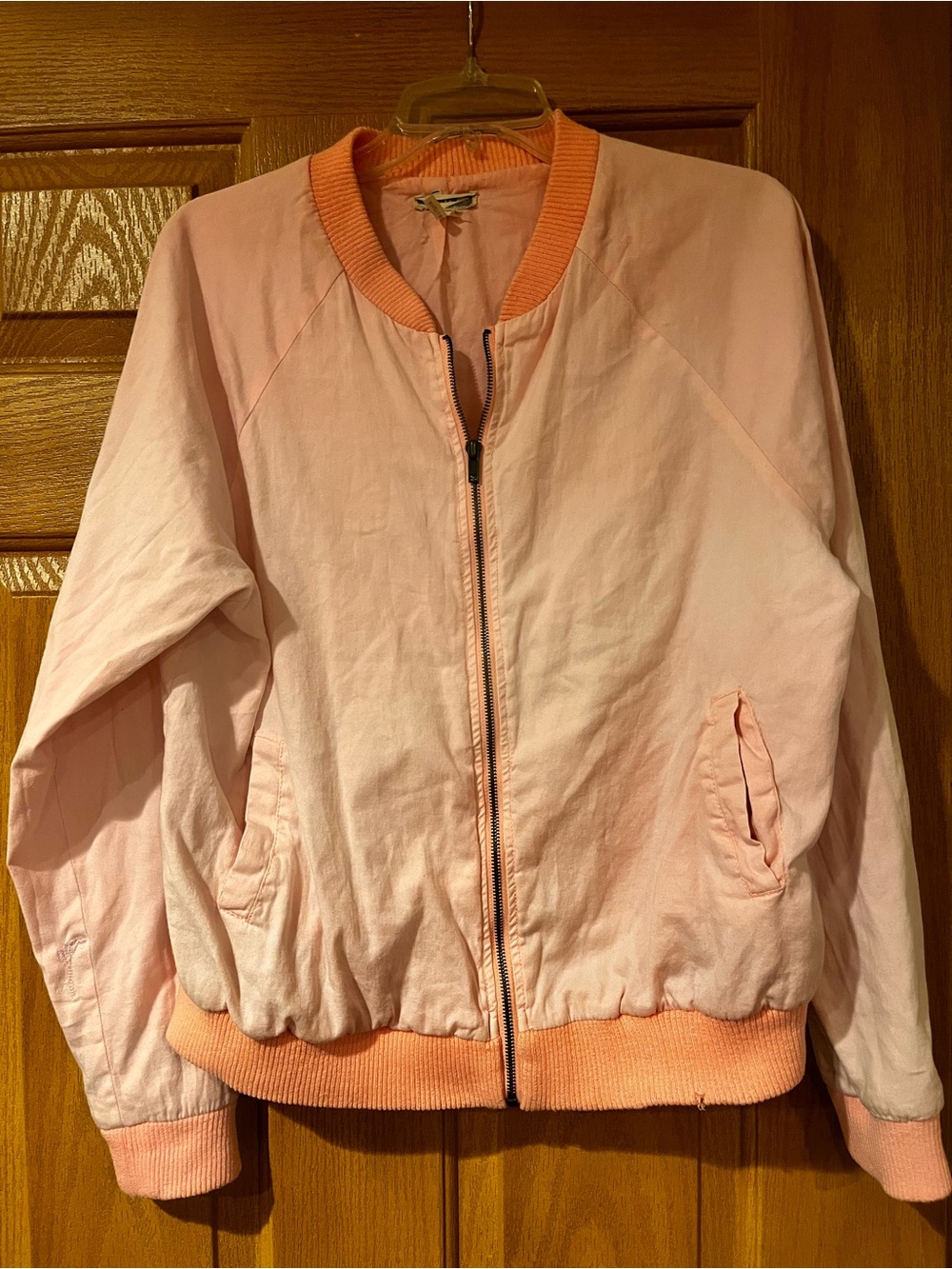 Kirra Light Pink Bomber Jacket with knit Trim size XL